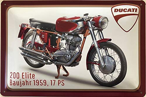 WooEooL - Cartel de pared retro retro para pared, diseño de motocicleta Ducati 200 Elite BJ 1959, 17 HP, para decoración del hogar, cafetería, bar, pub, 20 x 30 cm WooEooL - Cartel de pared retro retro para pared, diseño de motocicleta Ducati 200 Elite BJ 1959, 17 HP, para decoración del hogar, cafetería, bar, pub, 20 x 30 cm