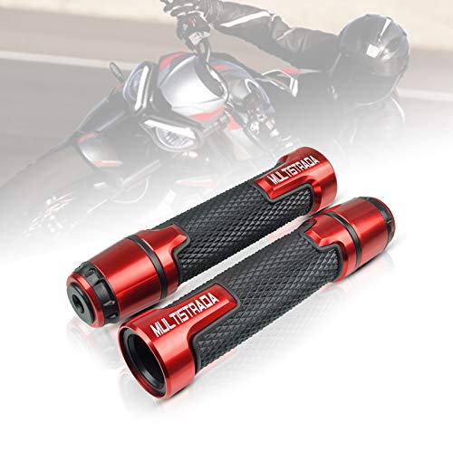 YIEBA 7/8" 22 mm Puños de Manillar de Motocicleta Manillares para Ducati Multistrada 950 950S 1200 1200S 1260 1260S V4 V4S V4S Sport 1260 Enduro (Rojo)