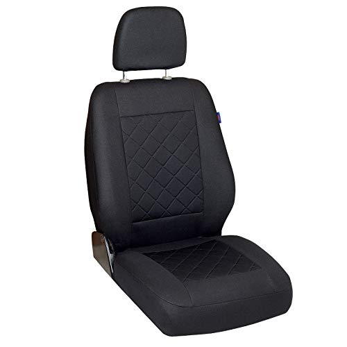 Zakschneider Fundas De Asiento para Mitsubishi Canter - Funda Delantera Sillón del Conductor - Color Premium Cuadrados Negros