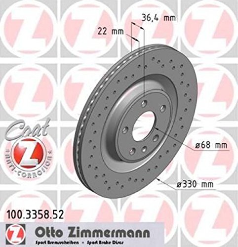 Zimmermann 100.3358.52 Disco de freno, trasera, perforado, Sport Coat Z