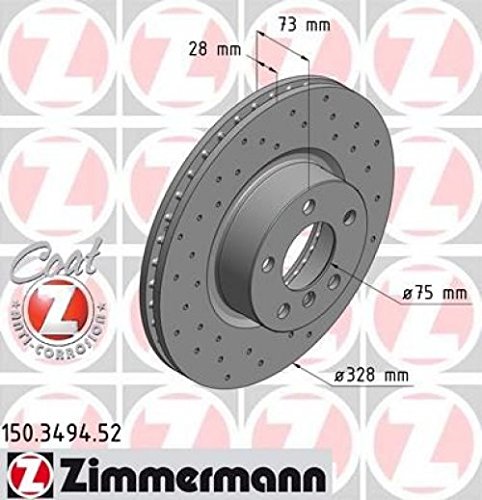 Zimmermann 150,3494.52 Freno de Disco Delantero, Perforado, Sport Coat Z