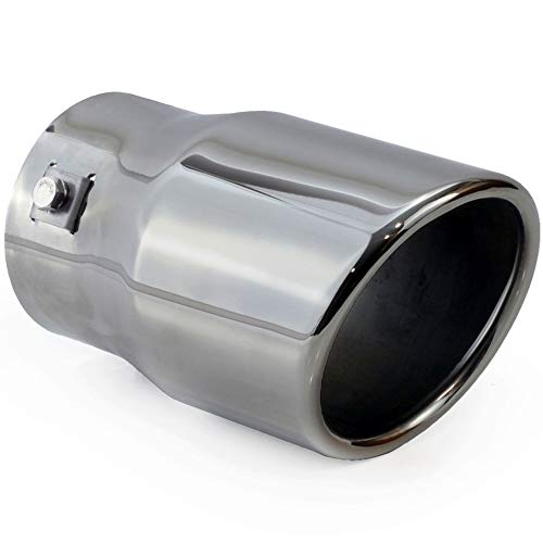 007BC - Embellecedor para tubo de escape (acero inoxidable, redondo, 90 mm, para tubo de escape de 48-66 mm, universal, cromado oscuro