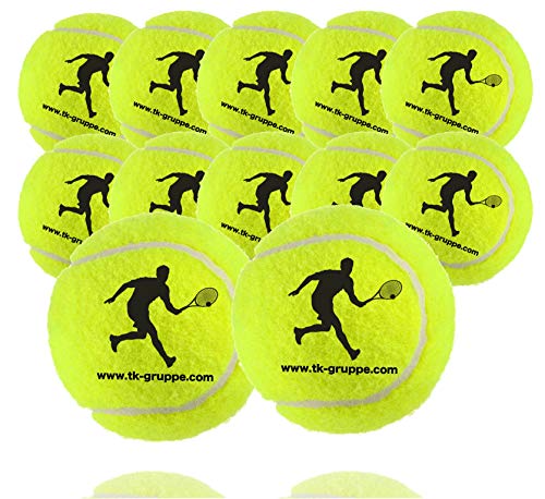 12 pelotas de tenis para competición y entrenamiento - pelota de tenis amarilla para todas las superficies - pista de tierra batida y pasillo - con red de tenis