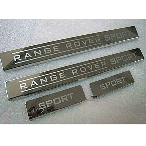 4 piezas Decoración para estribos de coche de placas, pegatinas de acero inoxidable, molduras para el umbral de la puerta del coche, protector de bienvenida, para Land Range Rover Sport L320 2006-2012