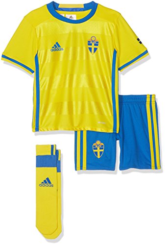 adidas – Balón de fútbol Infantil hogar/de Equipo Suecia Mini, Primavera/Verano, Infantil, Color Yellow/Broyal, tamaño 3 años (98 cm)
