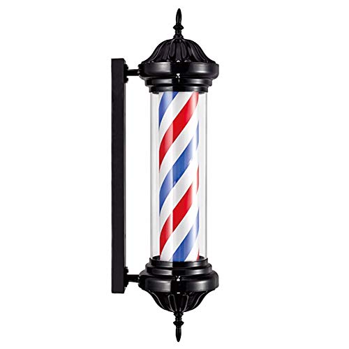 AIPOLE 28" Negro LED Poste de Barbero Palacio Estilo Luminoso Giratorio Rojo Blanco Azul Rayas para Pelo Salón Barbero Signo Ligero Pared Montable Lámpara