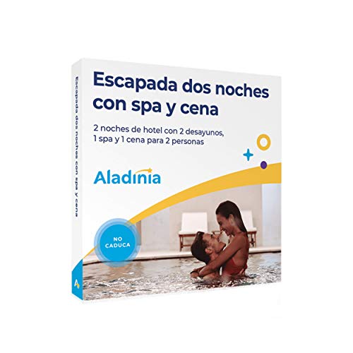 ALADINIA Hotel, SPA y Cena 2 Noches. Pack de escapadas Originales para Regalar. Cofre Regalo de Estancia 2 Noches con SPA y Cena Gourmet. No caduca, Cambios Gratis e ilimitados ALADINIA Hotel, SPA y Cena 2 Noches. Pack de escapadas Originales para Regalar. Cofre Regalo de Estancia 2 Noches con SPA y Cena Gourmet. No caduca, Cambios Gratis e ilimitados