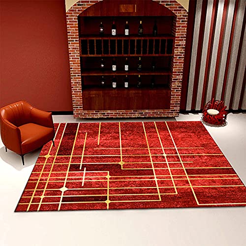 Alfombra Geométrica Uso Interior y Exterior Palacio de la luz roja Caliente de Lujo Adecuado para salón Dormitorio baño sofá Silla cojín (31X47inch)