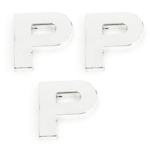 Alquiler de Automóvil Carta de plástico P Forma Emblema Insignia Pegatinas tono Plata 3 PC