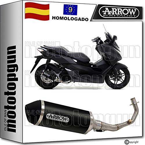 ARROW ESCAPE COMPLETO NO-CATALIZADO Y HOMOLOGADO URBAN CON FONDO INOX NEGRO EN ALUMINIO NEGRO COMPATIBLE CON HONDA FORZA 125 2015 15 2016 16 53508ANN + 53056MI