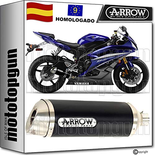 ARROW TUBO DE ESCAPE HOMOLOGADO THUNDER CON FONDO INOX EN ALUMINIO NEGRO COMPATIBLE CON YAMAHA YZF 600 R6 2006 06 2007 07 71699AON