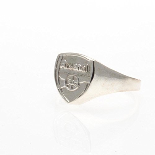 Arsenal - Anillo chapado en plata con caja de regalo, tamaño R-U-X (pequeño-R)