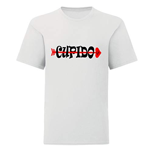 Art T-shirt, Camiseta esférica Ebbasta Cupido Niña Bianco 7-8 Años