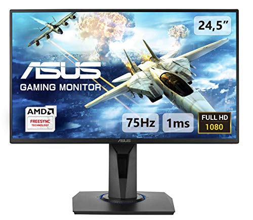 ASUS VG255H - Monitor de Gaming de 24.5" Full-HD (1920x1080, 75 Hz, 1 ms, DVI, HDMI x2 y Display port, FreeSync, GameFast Input, tecnología antiparpadeo) color Negro