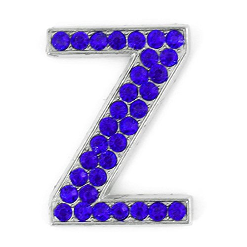 Azul Carta de coches Z Forma diamantes de imitación decorativos etiqueta del ornamento del emblema