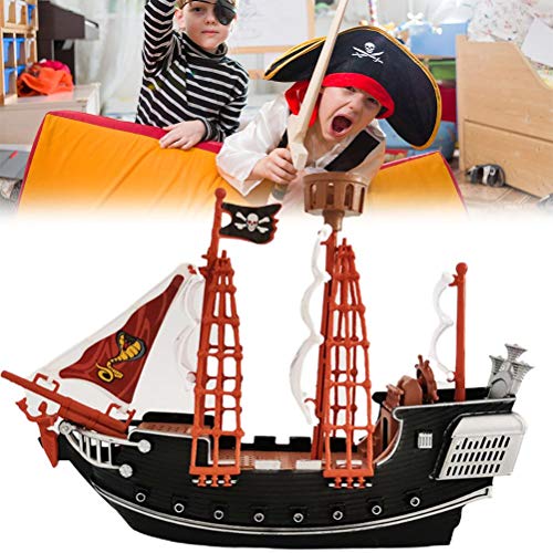 Barco Pirata,Pirates Playset, Modelo De Barco Pirata Seguro y Duradero para Decoración De Interiores, 27 * 19 * 6,5 Cm