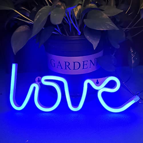 Bipily Love Luz de neón Letreros de neón de amor Letreros de luz de neón Letreros de amor LED para regalo de San Valentín Habitación de neón para pared USB/con pilas Luz de neón-Blue LOVE