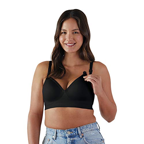 BRAVADO! DESIGNS Sujetador de maternidad y lactancia inalámbrico con cuello en V de corte bajo | Copa B, C, D, DD/E, DDD/F - negro - Medium BRAVADO! DESIGNS Sujetador de maternidad y lactancia inalámbrico con cuello en V de corte bajo | Copa B, C, D, DD/E, DDD/F - negro - Medium