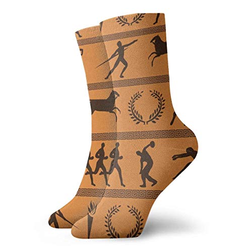 Calcetines transpirables de las Olimpiadas griegas antiguas Calcetines exóticos modernos para mujeres y hombres Calcetines deportivos deportivos estampados 11.8in