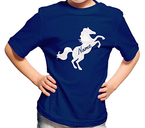 Camiseta de equitación personalizada para niñas con purpurina, para colegio, poni