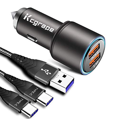 Cargador Móvil Coche Quick Charge 3.0 Con 2M+2M Cable USB Tipo C para Samsung A41 A31 A30S A40 A50 A70 M51 M11,Xiaomi Redmi 8A Note 9 Pro 8T,MI 10T Lite,Poco F2 Pro/X3,LG,Oppo A9 2020,30W Carga Rapida Cargador Móvil Coche Quick Charge 3.0 Con 2M+2M Cable USB Tipo C para Samsung A41 A31 A30S A40 A50 A70 M51 M11,Xiaomi Redmi 8A Note 9 Pro 8T,MI 10T Lite,Poco F2 Pro/X3,LG,Oppo A9 2020,30W Carga Rapida