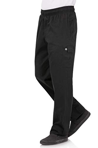 Chef Works B222-S Slim Fit - Pantalones Cargo (Talla pequeña), Color Negro