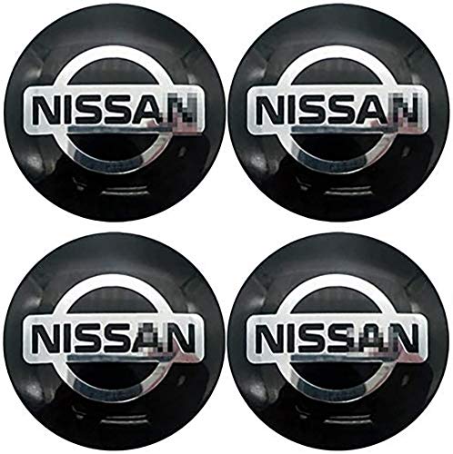 Coche 4 Piezas 56mm,Tapas centrales Aleación Tapacubos con Emblema De Insignia Embellecedor Central De Llanta De Rueda Cubre Accesorios, para Nissan