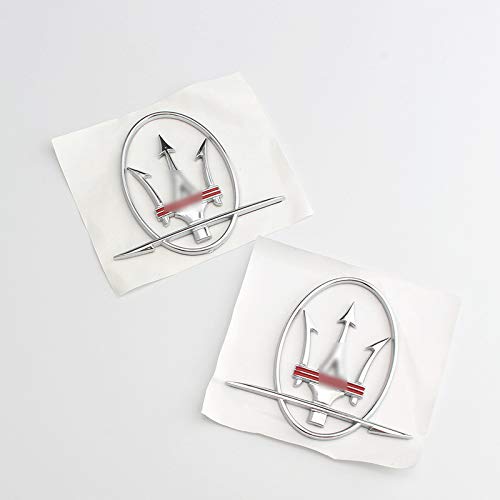D28JD Logo Emblema para el Lado del ala Guardabarros Cartas ABS Pegatina para M-aserati Presidente Ghibli,Silver Red