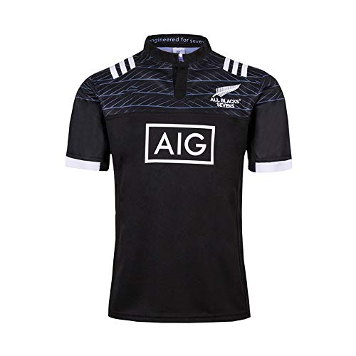 DDZY 2019 Nueva Zelanda Todo Equipo Negro Coupe du Monde Hommes Rugby Jersey Summer Sports Loisirs Camisetas respirant Maillot de fútbol Camisa de Polo,4,XXL