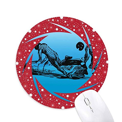 Deporte de Invierno, Esqui esquis y Botas de ilustración Wheel Mouse Pad de Goma roja Redonda