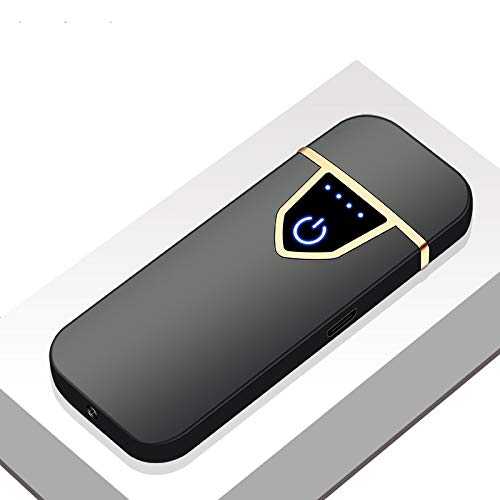 Desconocido Mechero Eléctrico, USB Encendedor Electrico Pantalla Táctil Mechero USB Electric Lighter USB, sin Llama/a Prueba de Viento/Indicador de Batería/Regalos Hombre (Negro Mate)