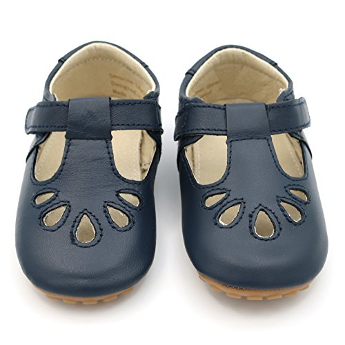 Dotty Fish Lujosos Zapatos de Cuero para bebés, para Fiestas, Bodas y Otras Ocasiones Especiales. Pepitos en Azul Marino. 20 EU