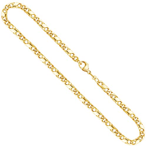 EDELWEISS Cadena para Hombre de Oro Real de 4.9 mm, сadena del dólar Oro Amarillo 8 k 333, Cadena de Oro con Sello, con сierre de mosquetón, Long. 75 cm, p. 44.7 g