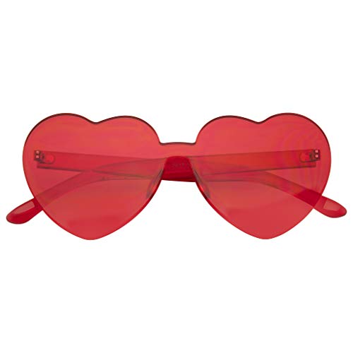 Emblem Eyewear - Forma de corazón Gafas de sol de corazón Retro Vintage Boho Gafas de sol translúcidas Sombras (Rojo)