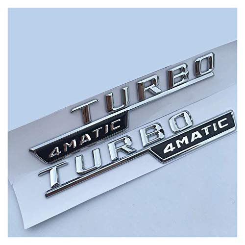 Emblema De Repuesto Letra Emblema Turbo 4Matic A M G Insignia Fender Supercharge Logo Sticker Pegatina Compatible con Mercedes Benz AMG Glossy Black 2014-2016 Placa de Nombre