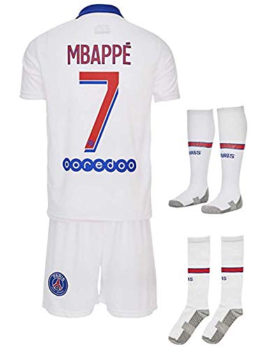Equipación de fútbol para niños, diseño del Paris #7 Mbappe-Neymar 2020-2021, visitante 2021 (140, Mbappe)