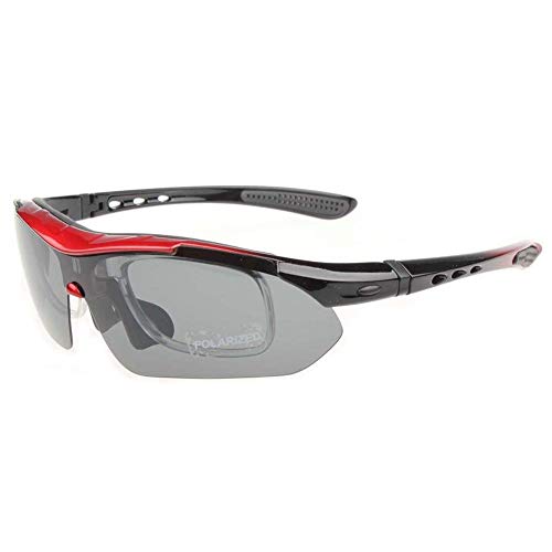 Esquí Hombres y Mujeres Gafas de Sol polarizantes Anti-UV Gafas de Deporte al Aire Libre Gafas de Bicicleta para Esquiar Escalada y equitación, Negro y Rojo