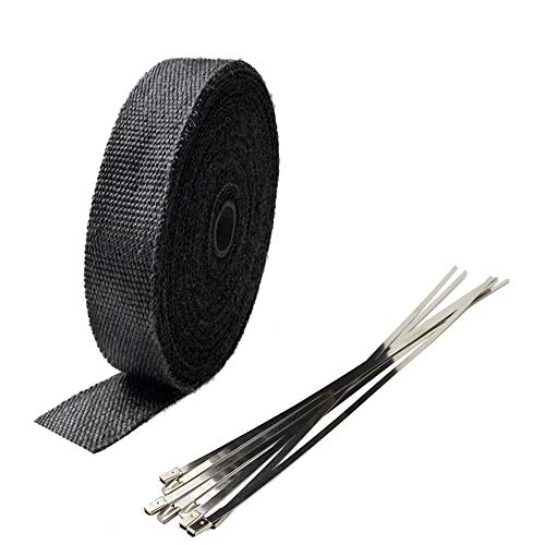 ETOPARS 2.5CM X 5M Cinta de Escape Negro Cinta Anticalorica Aislante Térmica Tubos Escapes Protección contra el Calor Motocicleta con 6 Bridas ETOPARS 2.5CM X 5M Cinta de Escape Negro Cinta Anticalorica Aislante Térmica Tubos Escapes Protección contra el Calor Motocicleta con 6 Bridas