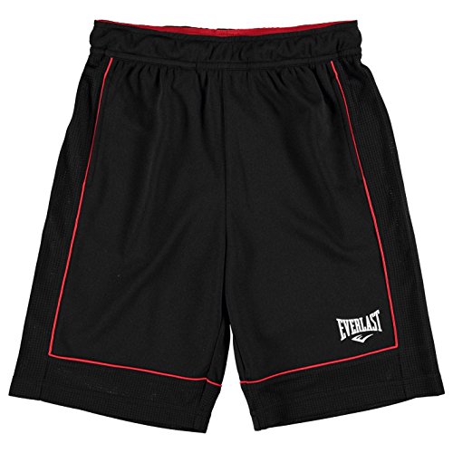 Everlast Pantalones cortos de baloncesto para niños negro/rojo M