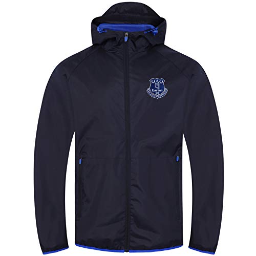Everton FC - Chaqueta Cortavientos Oficial - para Hombre - Impermeable - Azul Marino - Capucha - XL