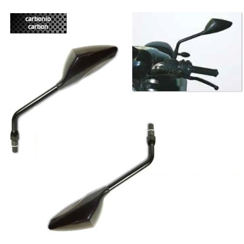 Far - Par de espejos retrovisores de carbono para manillar de moto, compatibles con Cagiva K3 50, 6821 + 6822 + Kit de montaje con casquillo M8 de 10 x 1,25, espejo deportivo