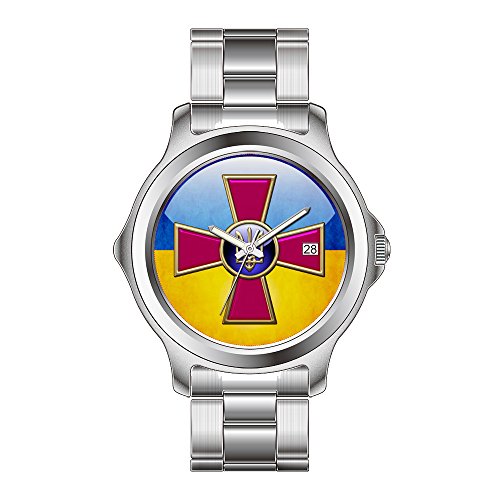 FDC – Navidad Regalo Relojes Hombre Fashion Fecha Acero Inoxidable Reloj de Pulsera de Cuarzo japonés Fuerzas Armadas de Ucrania Emblema muñeca Relojes