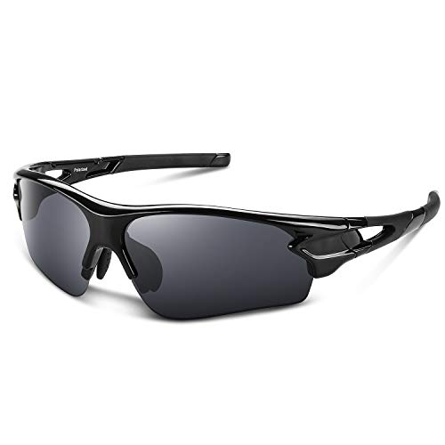 Gafas de Sol Polarizadas - Bea·CooL Gafas de Sol Deportivas Unisex Protección UV con Monturas Ligeras para Esquiando Ciclismo Carrera Surf Golf Conduciendo (Brillante negro)