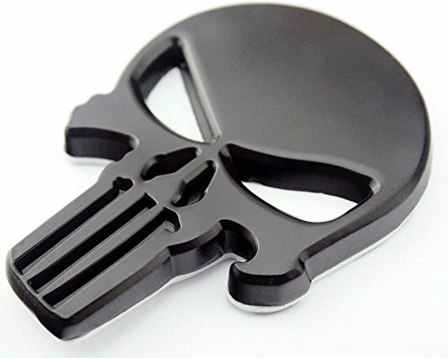 Garage-SixtySix Emblema metálico adhesivo Punisher negro