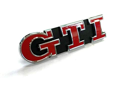 Genuine VW GTI Front Grill Badge Emblem Chrome Silver Red - 5G0853679P WYR