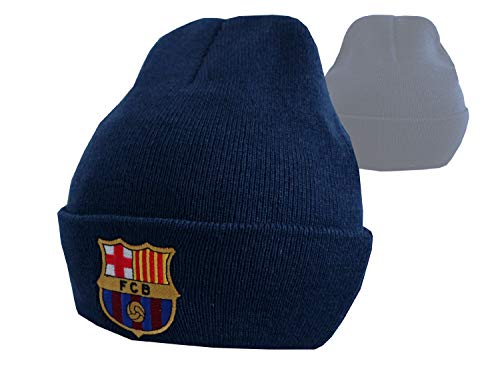 Gorro de punto con escudo F.C. Barcelona. Producto oficial. Ideal como regalo, hombre, azul, One Size (adult / youth)