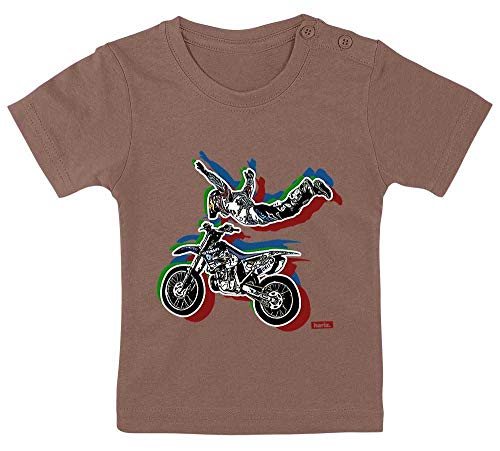 HARIZ Camiseta de bebé Stunt Motorrad excavadora tren Plus tarjetas de regalo Kacka marrón 3-9 meses / 60-69 cm