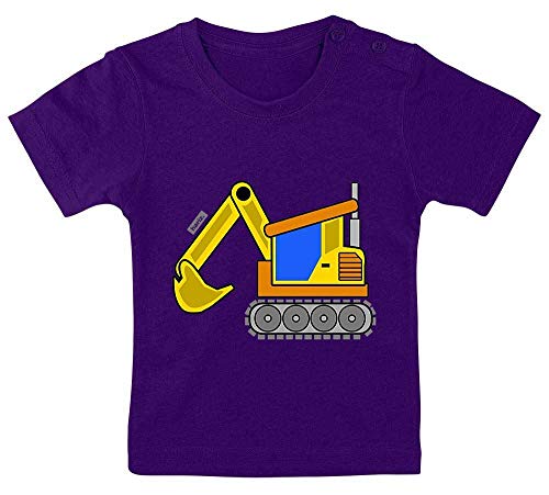 Hariz - Camiseta para bebé, diseño de excavadora, excavadora y tren morado Polvo de estrellas lila. Talla:3-9 Monate / 60-69cm