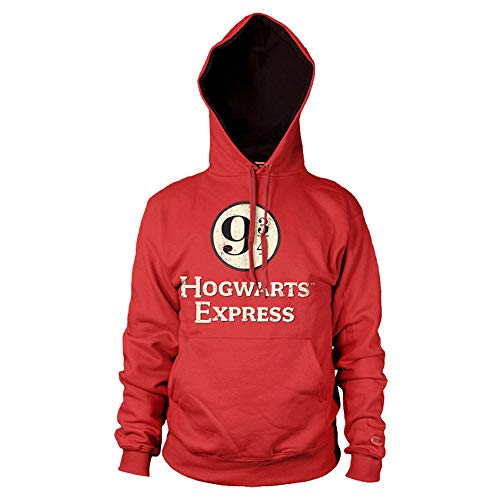 HARRY POTTER Oficialmente Licenciado Hogwarts Express Platform 9-3/4 Sudaderas con Capucha (Rojo), Small