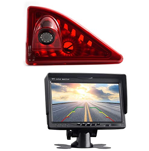 HD 720p Furgoneta Luz De Freno Trasera Cámara REVERSIBLE para OPEL Movano B + Nissan NV400 + Renault Master III 2010-2019, cámara de marcha atrás con monitor de 7 pulgadas